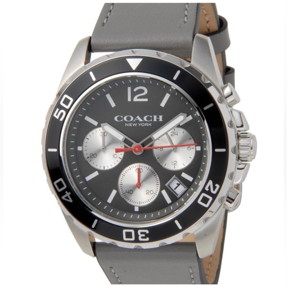 Coach Kent Grey Dial Grey Leather Strap Watch For Men - 14602561
